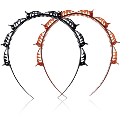 WeddHuis 2 Bangs Hairstyle Hairpin Frisurenhilfe Haarreif mit Klammern Haarnadeln Friseurbedarf Stirnband Haarhalter Haarschmuck Haarband Haarband mit Clips Twist Clip Stirnband （Mit 6 Haarbändern） von WeddHuis
