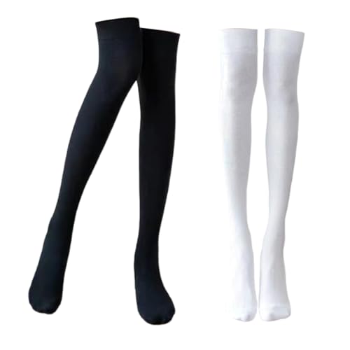 WeddHuis 2 Paar Kniestrümpfe Overknees Strümpfe Lange Strümpfe Wadenstrümpfe Strick Socken Gestapelte Socken Hohe Socken Damen Freizeitsocken für Kurze Röcke (Einheitsgröße) von WeddHuis