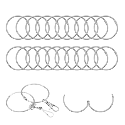 WeddHuis 20 Stück Binder Ringe Bücher Ringe Lose Blatt Buch Ringe Metall Ringe Loseblatt Verbinder Ringe Heftringe Ringbuch Ringe für Scrapbook Album Notizbuch Karteikarten(Silber-30mm) von WeddHuis