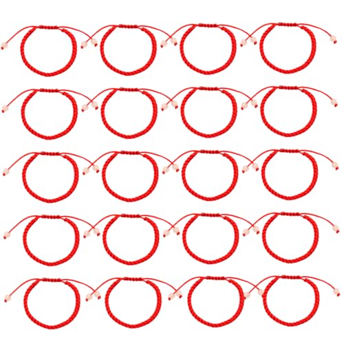 WeddHuis 20 Stück Verstellbare Rote Glücksarmbänder Freundschaftsbänder für Männer und Frauen von WeddHuis