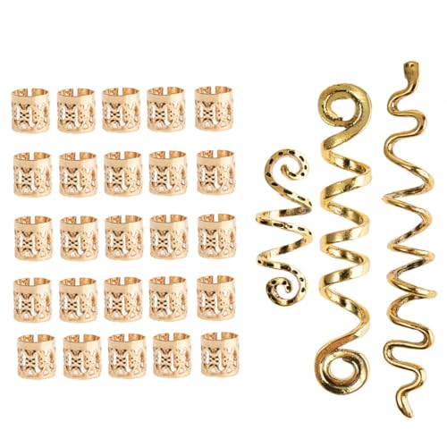 WeddHuis 28 Stück Dreadlocks Schmuck, Verstellbar Metall Cuffs, Haarspiralen Clips, Dreadlocks Perlen Flechtet Haar Schmuck, Für Männer Und Frauen Geeignet von WeddHuis