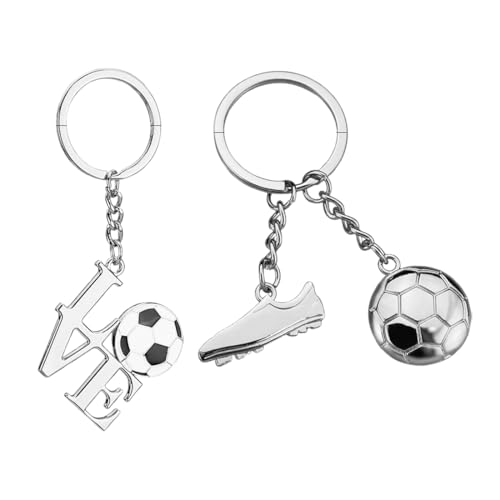 WeddHuis 2pcs Schlüsselanhänger Fussball Fussballschuh Trophäe Auto Keychain Anhänger Deko Fußballplatz Schlüsselbund mit O-Ring für Erwachsene und Kinder Geschenkidee Autodeko von WeddHuis