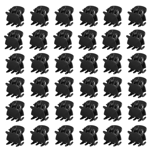 WeddHuis 36 Stück Mini Haarspangen, Klein Haarklammer, Klaue Clips, Rutschfestem Griff, für Design, Kinder und Erwachsene (1 cm) (Schwarz) von WeddHuis