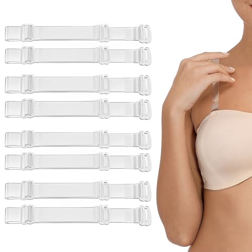 WeddHuis 4 Paar Unsichtbarer Klare BH Träger, Transparent BH-Träger, Durchsichtige Ersatz-BH-Träger (22-45 cm Verstellbare) (Transparenten/Matte) von WeddHuis