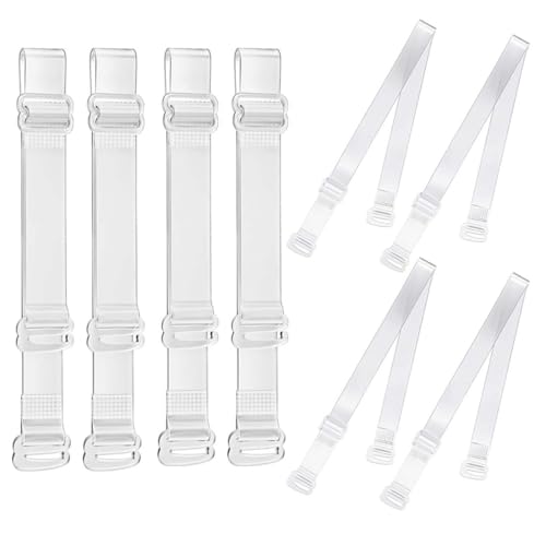 WeddHuis 4 Paare Unsichtbare Klare BH Träger, rutschfeste, Verstellbare, Durchsichtige BH-Träger Ersatz für Frauen (Transparent) von WeddHuis