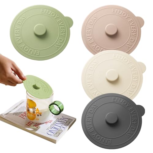 WeddHuis 4 Stück Silikondeckel für Gläser Glasabdeckung als Insektenschutz Wiederverwendbarer Deckel für Trinkgläser Tasse Becher Bierkrug 10cm von WeddHuis