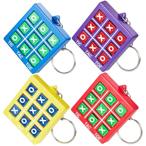 WeddHuis 4pcs Tic Tac Toe Spiel Schlüsselanhänger für Kinder Alter 8-12 Kunststoff Schlüsselanhänger Tic Tac Toe Mitbringsel Mini Rucksack Geburtstag Jungen Mädchen von WeddHuis