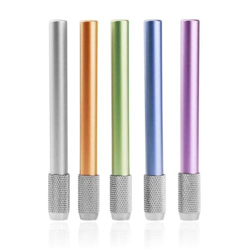WeddHuis 5 Stück Verstellbare Stiftverlängerung Aluminiumlegierung für Schule Malatelier Schreibgerät (Grün, Orange, Blau, Silber, Lila) von WeddHuis