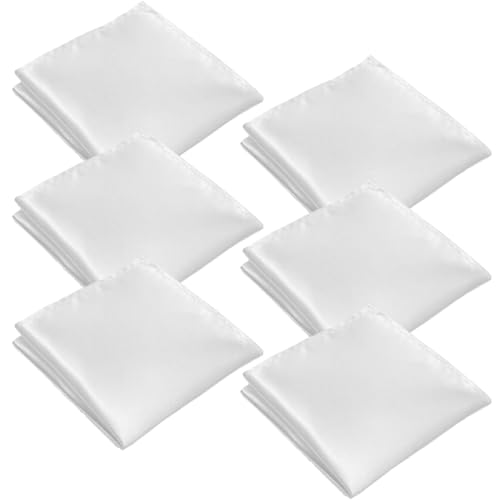 WeddHuis 6 pcs Herren Einstecktuch halter vorgefaltet, stofftaschentücher Pochette Stecktuch (22 x 22 cm) (Weiß) von WeddHuis