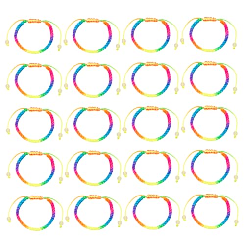 WeddHuis Set aus 20 handgemachten, farbigen Freundschaftsbändern, verstellbar für Damen, Herren und Jugendliche, Boho-Glücksbringer-Armbänder von WeddHuis