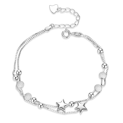 WeddHuis Sterling Silber Armband Silber Stern Armband Perle Armband Armbänder für Frauen Geschenke für sie von WeddHuis