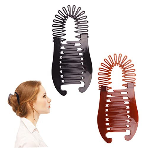 Bananen Haarklammern Com Com Com Comb Banana Hair Combs Plastikponytail Bananenclip für Frauen Girl Hair Accessoires Schwarz braun 2pcs von Weddflower