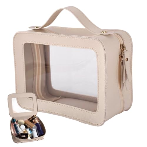 Weddflower Klarer Make-up-Beutel Großer Öffnung wasserdichtes Toilettenbeutel für Frauen, 8x6x4 Reise-Make-up-Beutel mit Griff für Handgepäck-Stellvertretung Organziation Storage von Weddflower