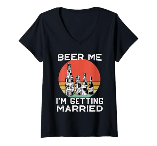 Damen Beer Me Ich werde heiraten T-Shirt mit V-Ausschnitt Damen Beer Me Ich werde heiraten T-Shirt mit V-Ausschnitt von Wedding Funny Shirts