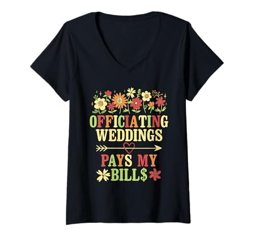 Damen Hochzeitsminister Ordained Officiating Wedding Officiant T-Shirt mit V-Ausschnitt Damen Hochzeitsminister Ordained Officiating Wedding Officiant T-Shirt mit V-Ausschnitt von Wedding Officiant Clothing For Ordained Minister