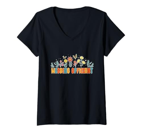 Damen Ordined Minister Heiratskommissar Hochzeitskommissar T-Shirt mit V-Ausschnitt Damen Ordined Minister Heiratskommissar Hochzeitskommissar T-Shirt mit V-Ausschnitt von Wedding Officiant Clothing For Ordained Minister