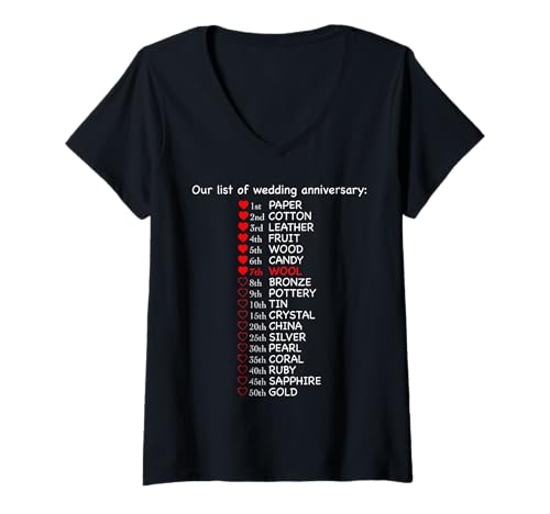 Damen 7. Wollhochzeit T-Shirt mit V-Ausschnitt Damen 7. Wollhochzeit T-Shirt mit V-Ausschnitt von Wedding in 2012