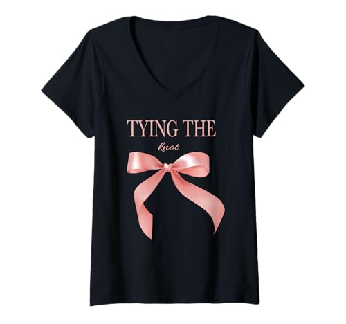 Damen Wedding Bride Tying The Knot T-Shirt mit V-Ausschnitt von Wedding