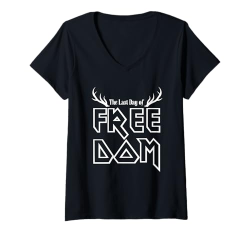 Damen Wedding Stag Do Last Day of Freedom T-Shirt mit V-Ausschnitt von Wedding