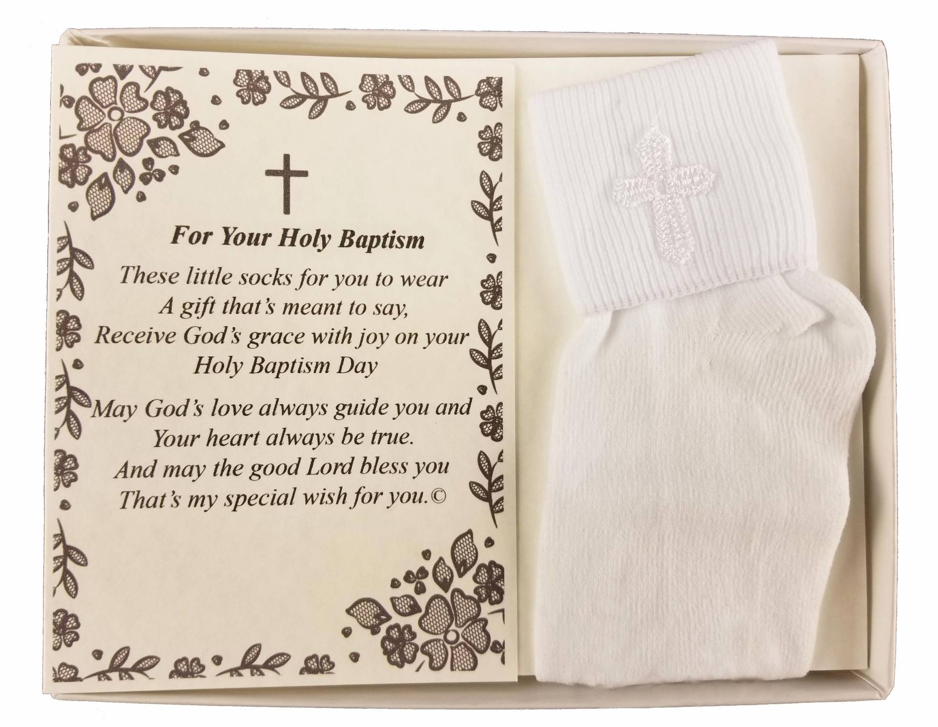 Taufe Andenken Geschenk Poesie Baby Junge Socken Mit Besticktem Kreuz Design | Größe Alter 1-2 von WeddingCollectibles