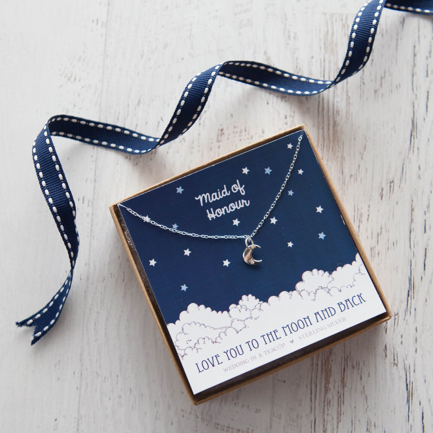 Liebe Dich Bis Zum Mond Sterling Silber Halskette Liebe Dich Bis Zum Mond Sterling Silber Halskette von WeddingInATeacup