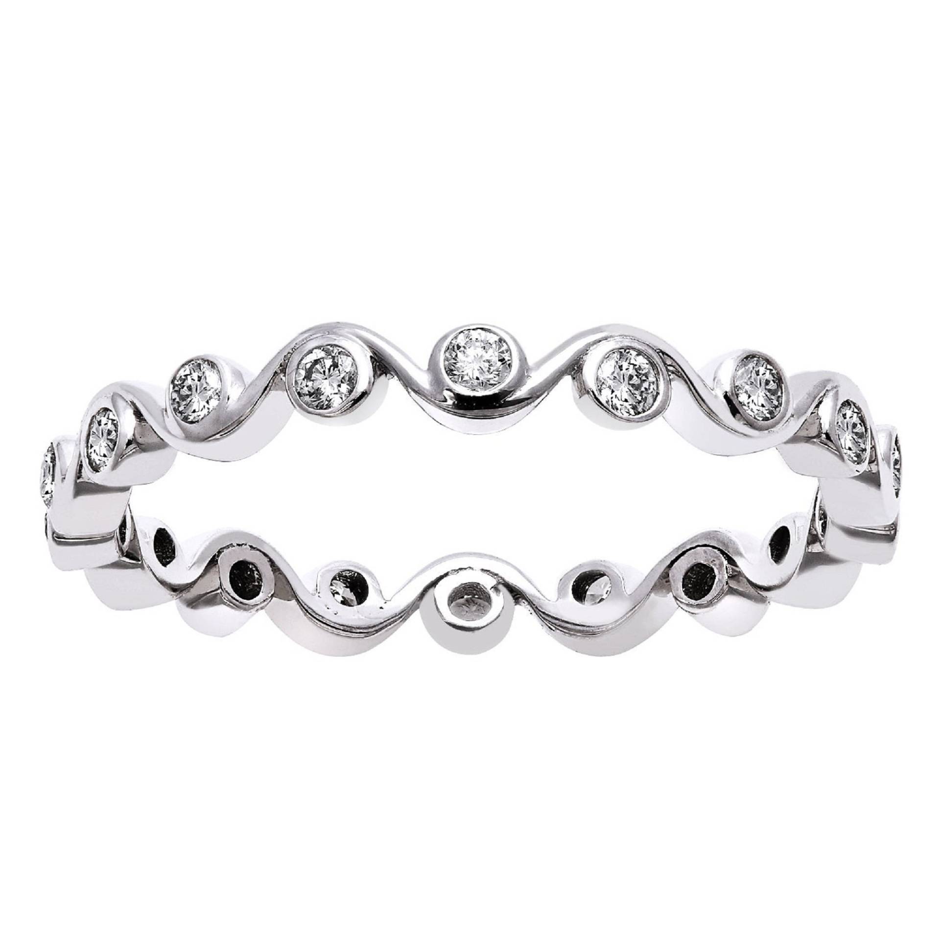 0.27 Ct Rundes Moissanit Ehering, Frauen Verlobungsring, Full Eternity Zick Zack Band, Solides Gold/Silber Versprechen Band Für Sie von WeddingJewellry