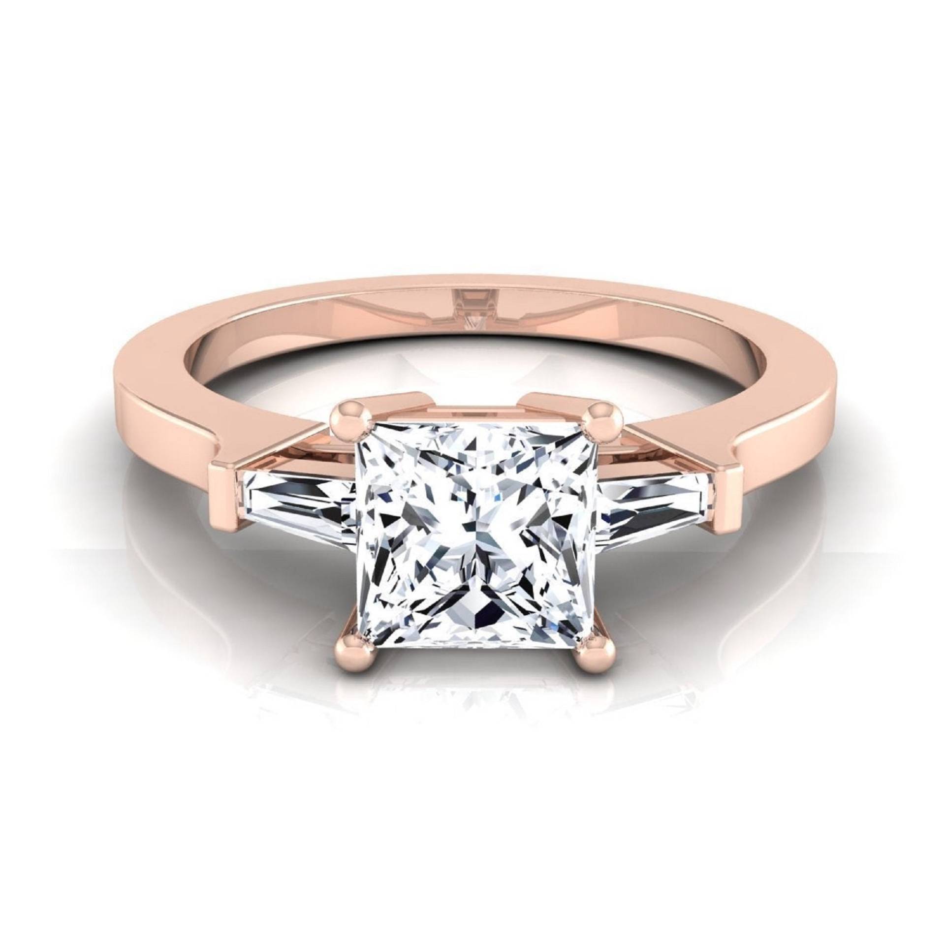 0.52 Tcw Frauen Multi Stein Verlobungsring, Drei Unikat Ehering, Prinzessin Und Baguette Cut Moissanit Ring, Jahrestag Geschenk von WeddingJewellry