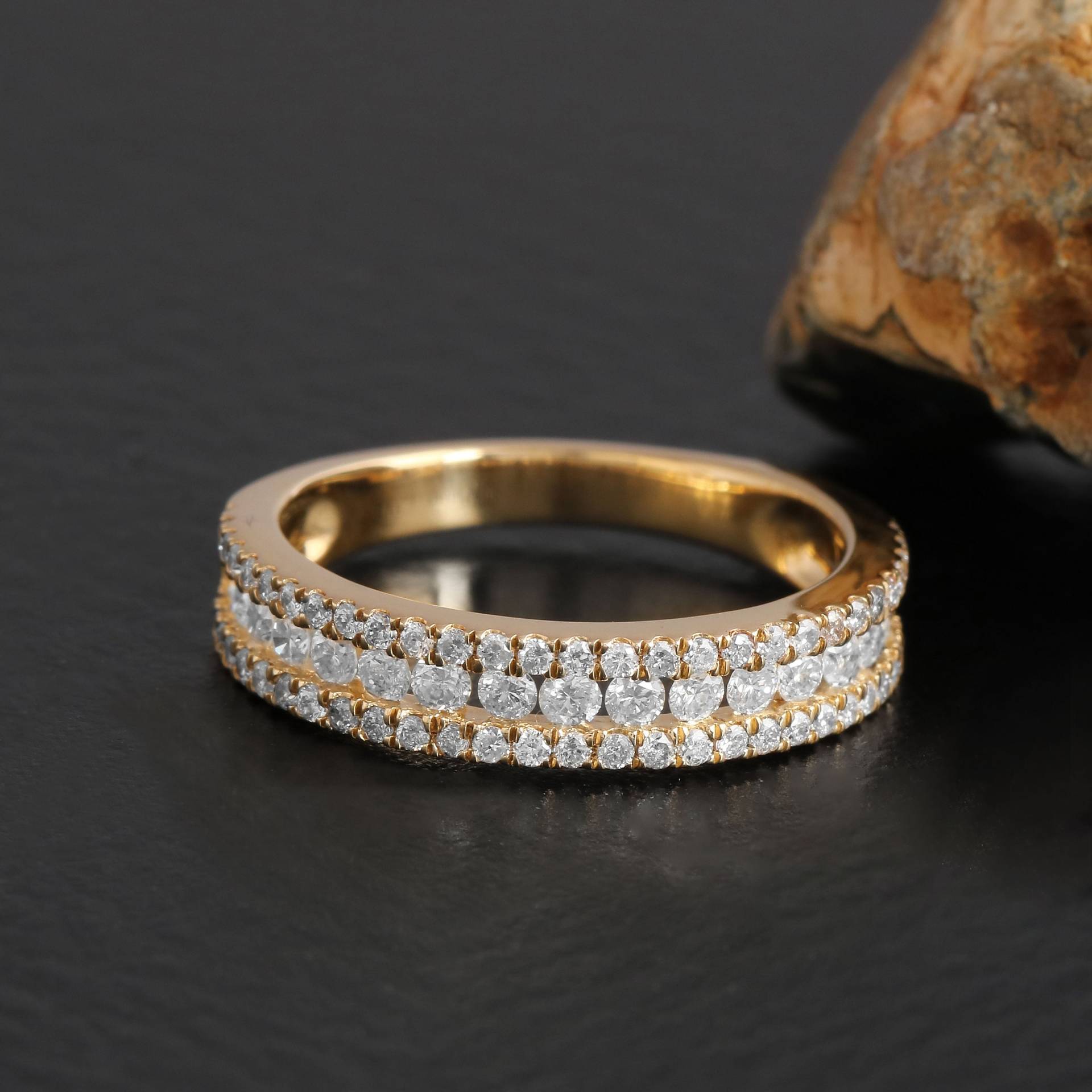 Frauen Moissanit Ehering, Rundschliff Halb Ewigkeit Verlobungsring, Gold/Silber Handgemachte Versprechen Band, Geschenk Für Sie von WeddingJewellry