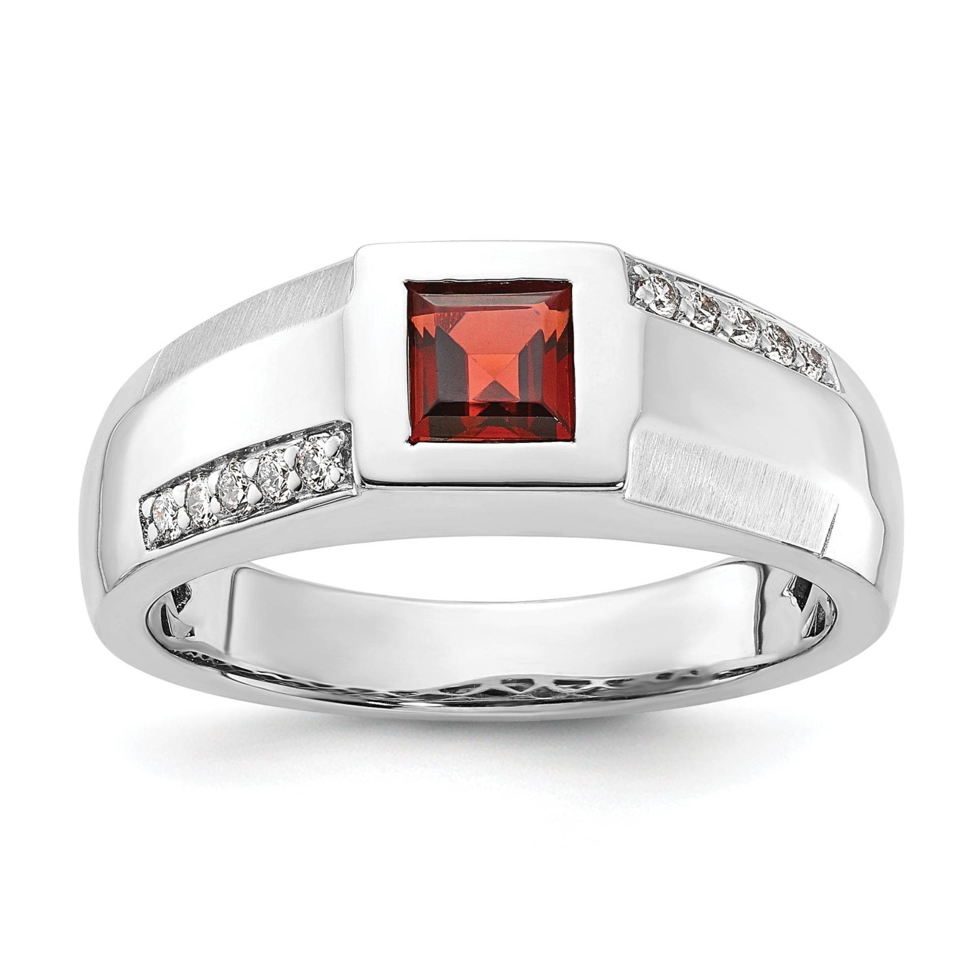 Herren Granat Ring, Roter Mit Akzent Lab Diamant Männlicher Verlobungsring, Art Deco Unikat Ehering, Silber Handarbeit Ring von WeddingJewellry