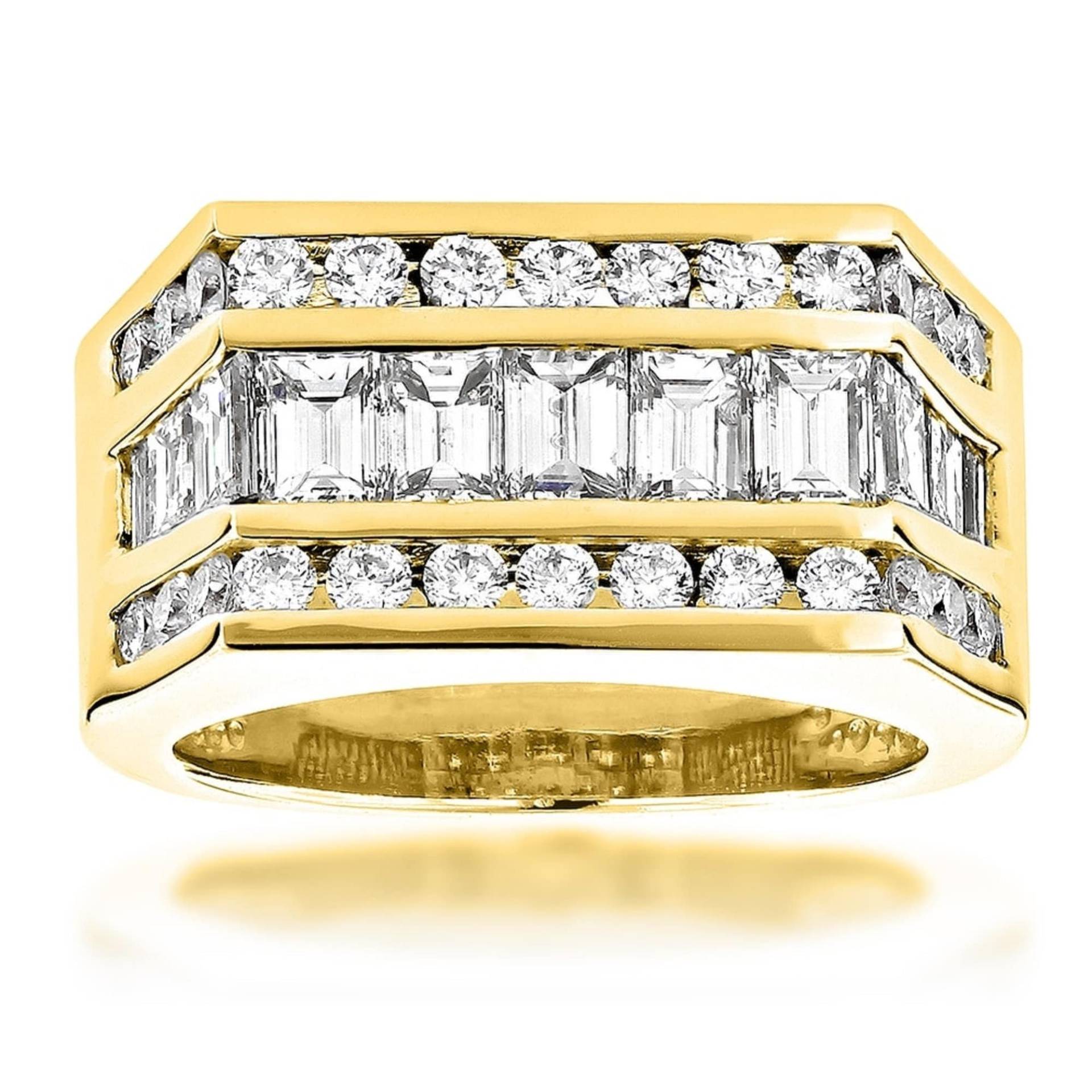 Herren Moissanit Handgemachter Ring, 2.3Ct Baguette Cut 14K Gold Art-Deco Silber Versprechen Ehering von WeddingJewellry