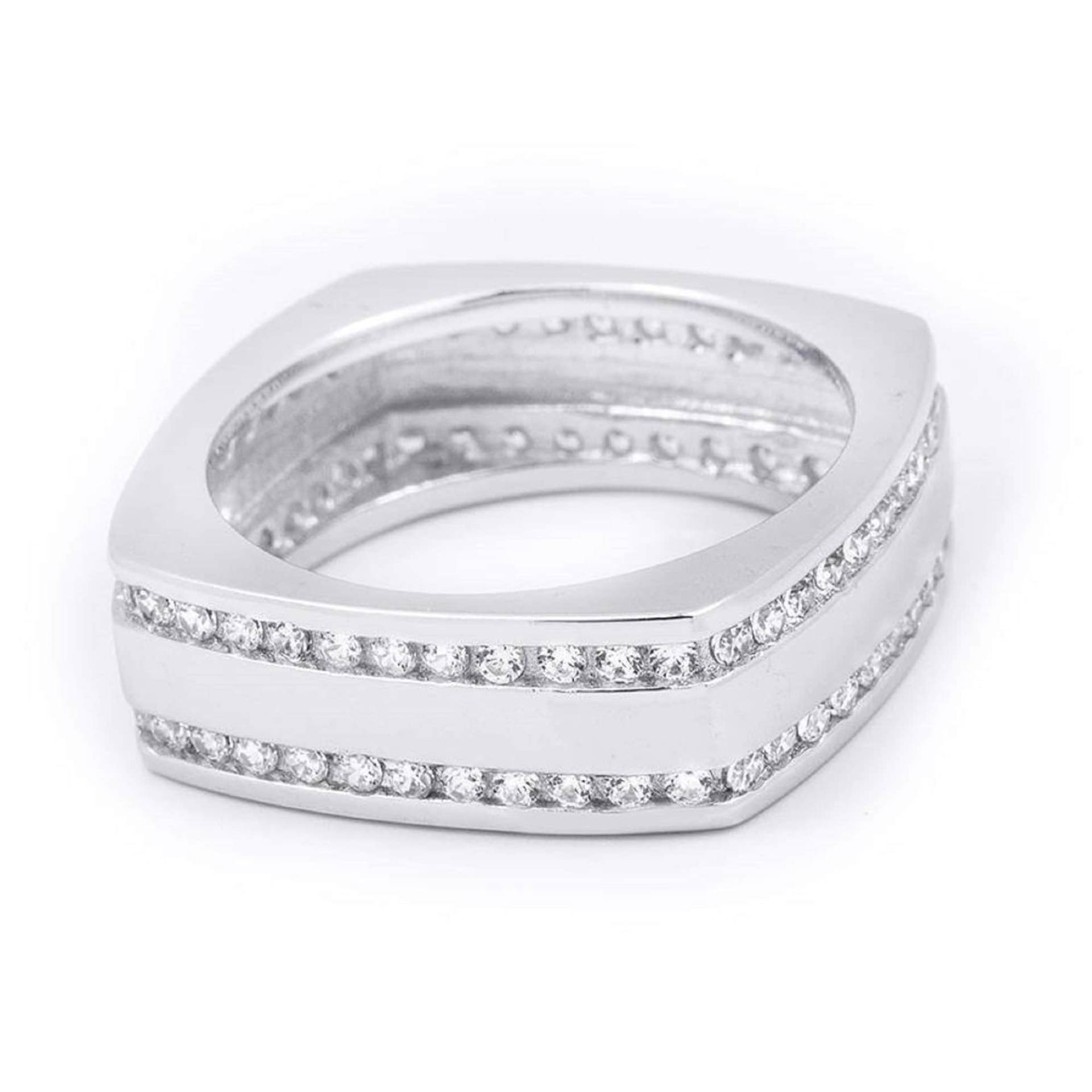 Herren Moissanit Ring, Art Deco Silber & Gold Handarbeit Männer Double Raw Full Eternity Ehering, Versprechen Ring von WeddingJewellry