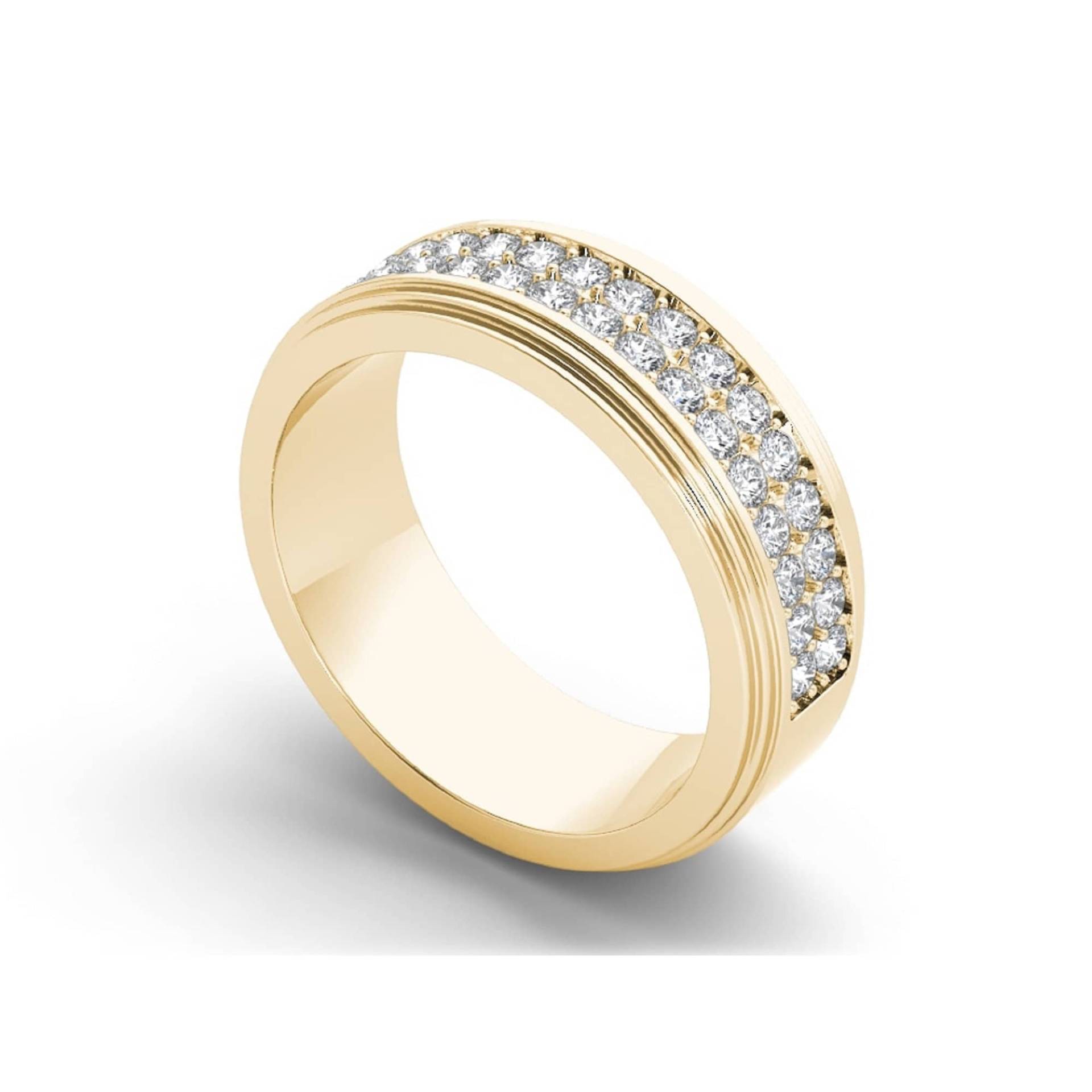 Herren Moissanit Ring, Doppel Roh Halb Ewigkeit Ehering, Männliche Art Deco Silber & Gold Jubiläum Männer Versprechen Handgemachte Band von WeddingJewellry