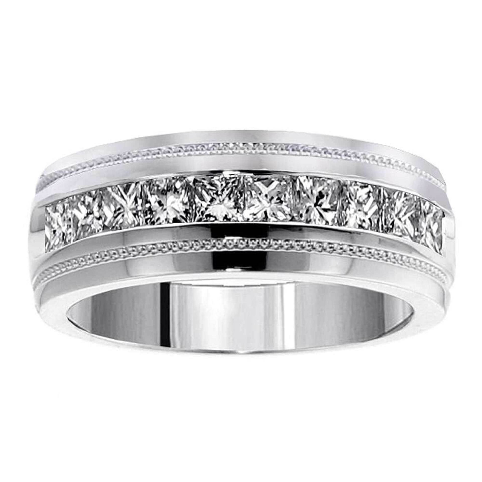 Herren Moissanit Ring, Halbe Ewigkeit Ehering, Hochglanz Silber & Solid Gold Männer Verlobungsring, Versprechen Ehering von WeddingJewellry