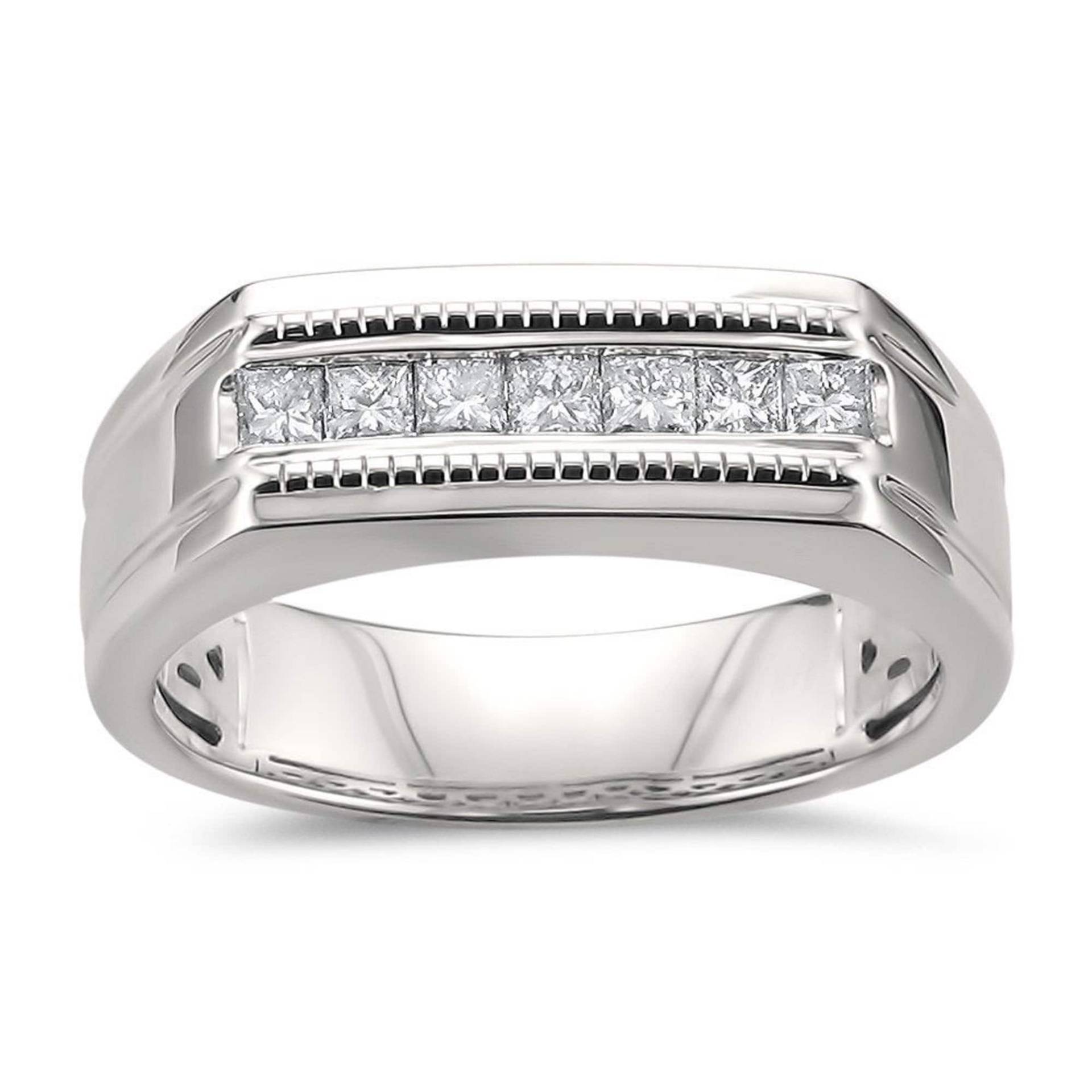 Herren Moissanit Ring, Prinzessin Cut Ehering, Hochglanz Silber & Solid Gold Männer Verlobungsring, Versprechen Band von WeddingJewellry