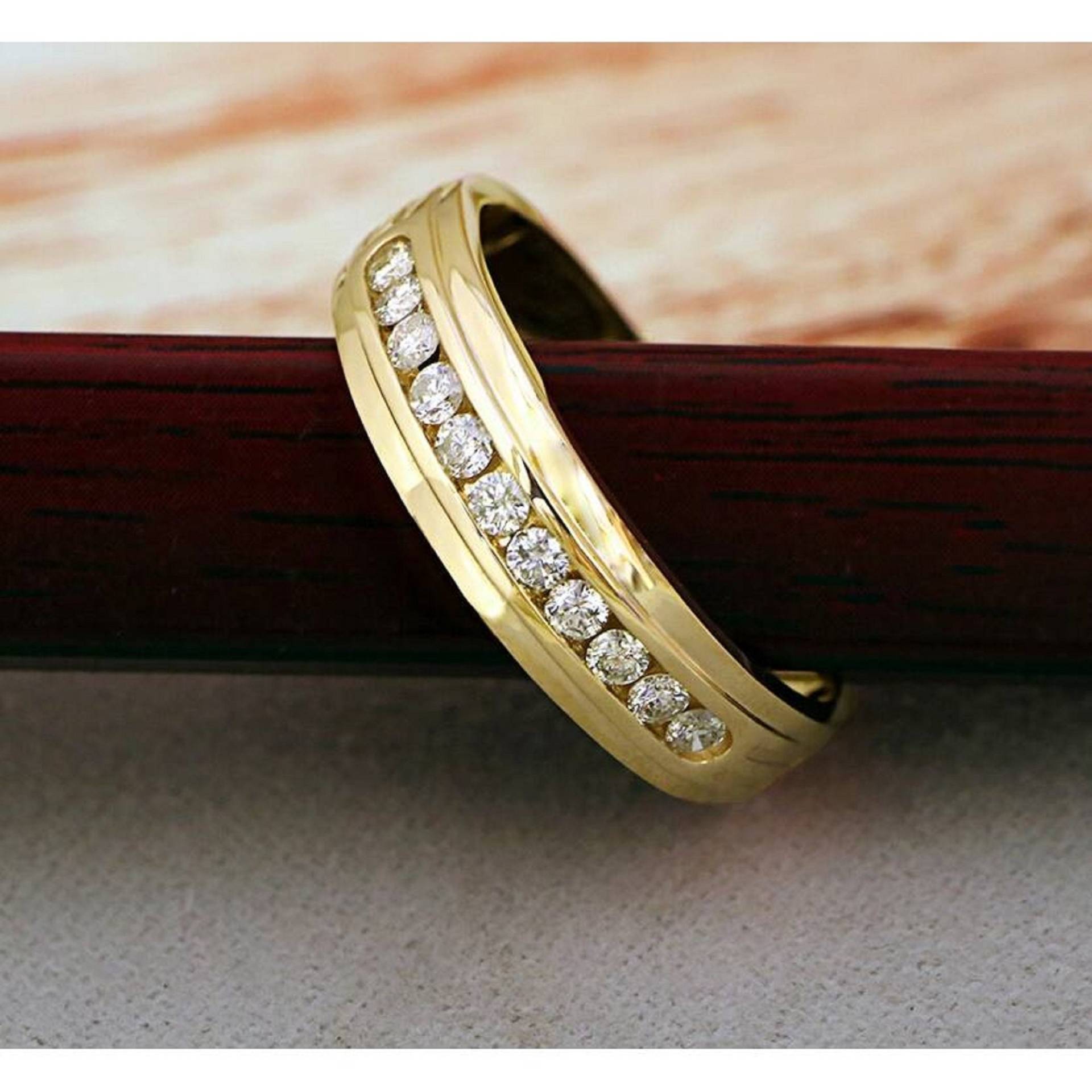 Herren Moissanite Ring, Halbe Ewigkeit Ehering, Hochpoliertgold Gold Männlichen Verlobungsring, Männer Versprechen Geschenk Für Ihn von WeddingJewellry