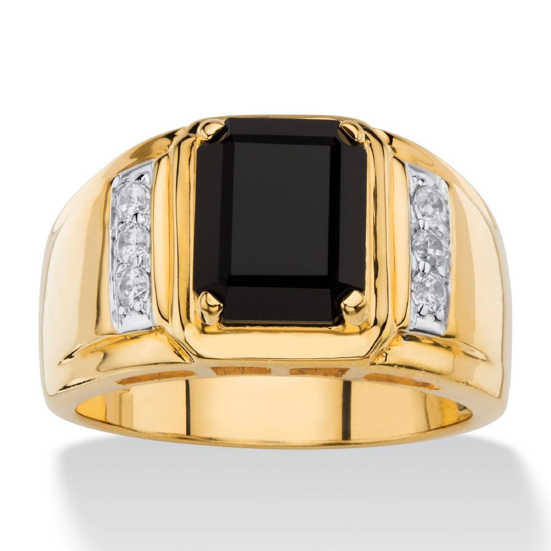 Herren Onyx Smaragd Ring, 10 Mm Große Schwarze Jahrestag Akzent Moissanite Ehering, Vintage Art-Deco Ehering von WeddingJewellry