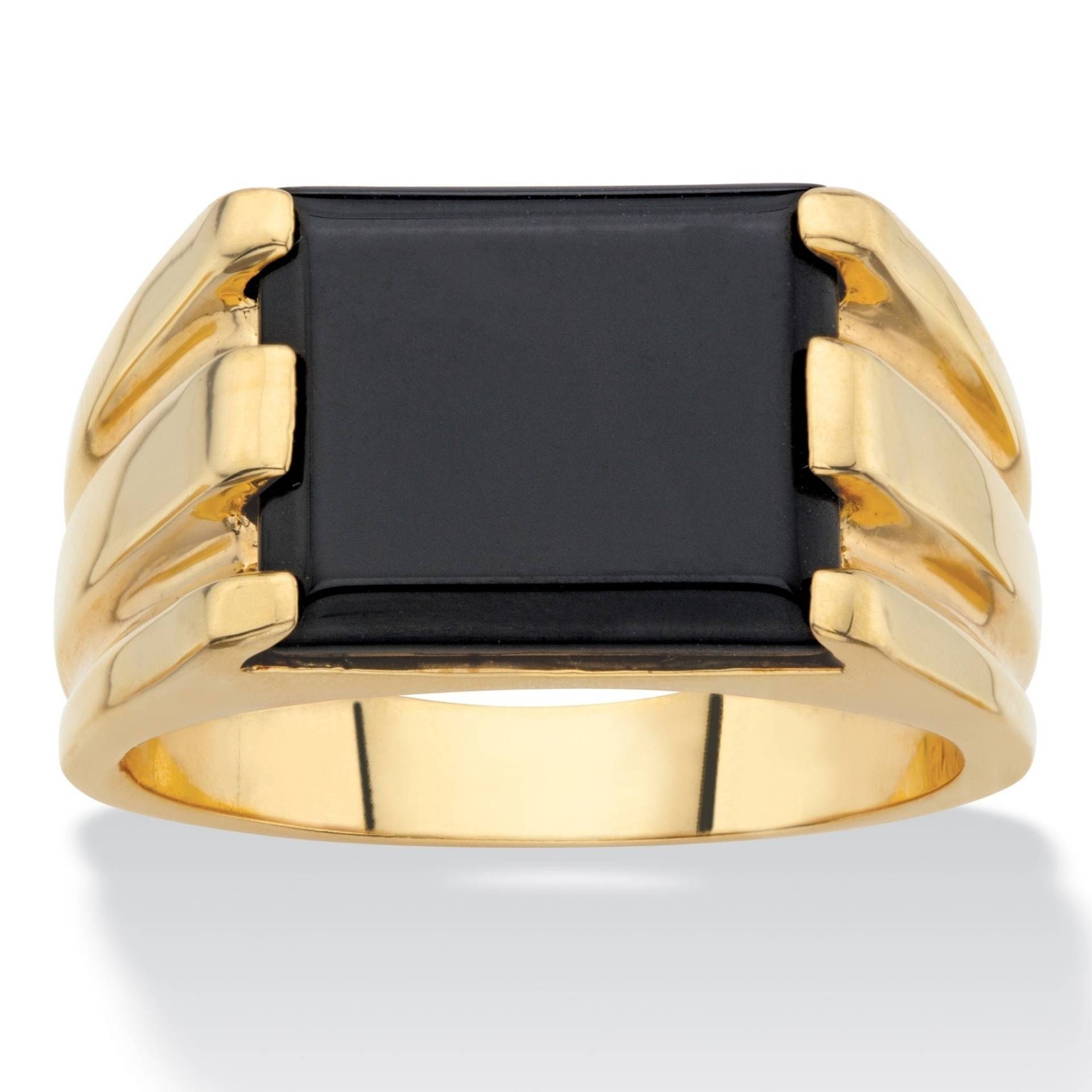 Herren Schwarz Onyx Ring, Prinzessin Geschnitten Einzigartige Ehering, 925 Silber & Hoch Poliert Gold Männlichen Verlobungsring, Geschenk Für Ihn von WeddingJewellry