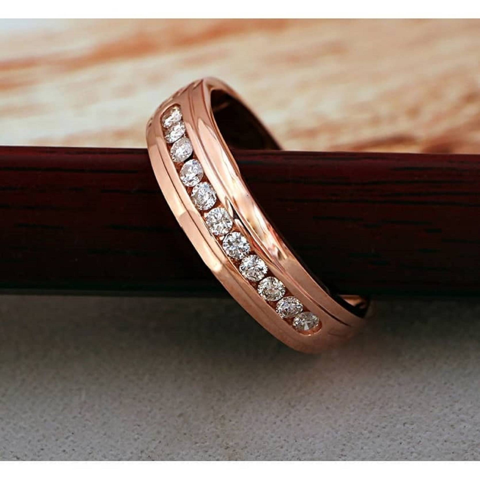 Moissanit Männerring, Herren Halbe Ewigkeit Ehering, Hochglanz Gold Männer Verlobungsring, Versprechen Geschenk Für Ihn von WeddingJewellry