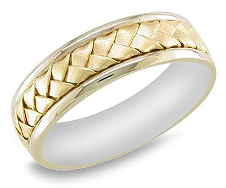 14K Weißgold Oder Gelbgold 7mm Zentriert Handgeflochtener Ehering von WeddingPlaceBoutique