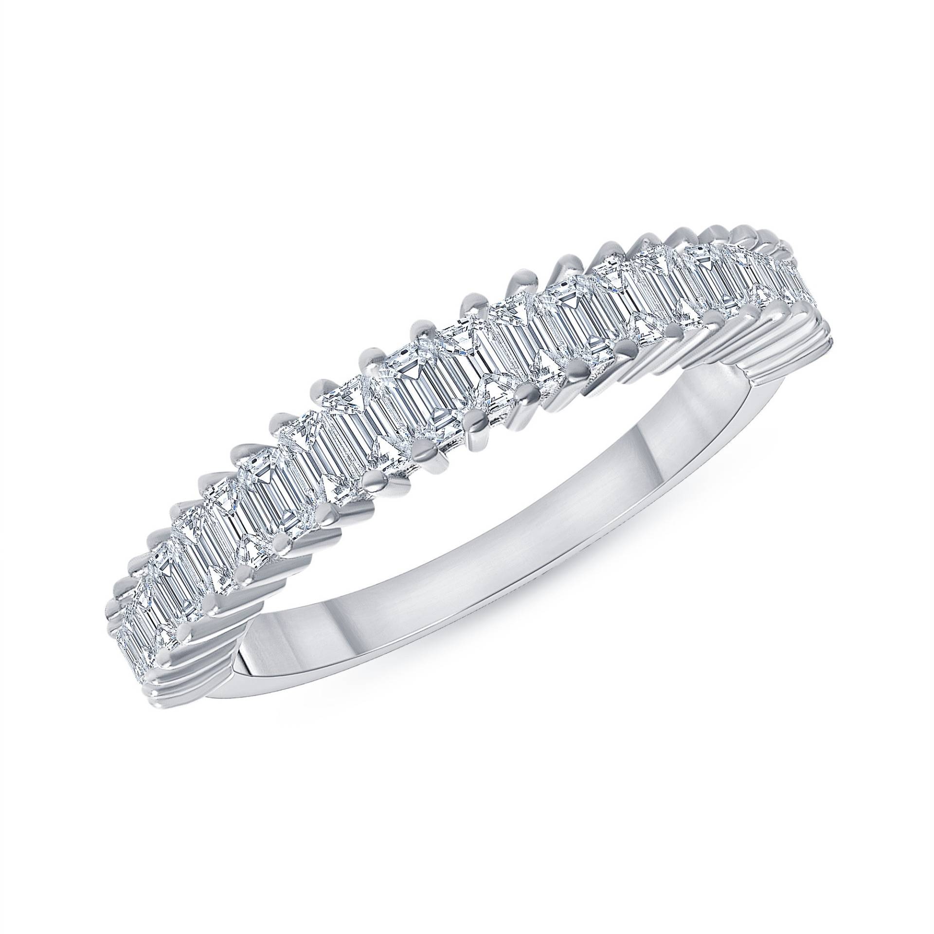 Baguette Diamant Halber Weg Band Set in Geteilter Krappe 0.90 Carat/Jubiläums Passendes Ehering Half Way Eternity von WeddingPlaceBoutique