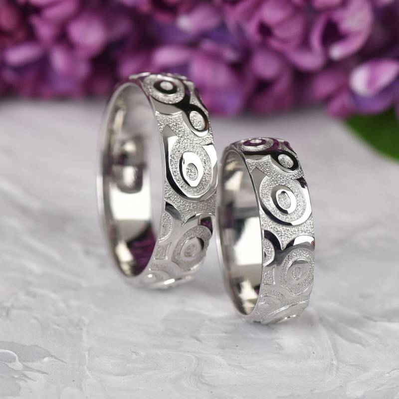 Vintage-Stil Silber Ehering, Sterling Einfache Ehering Set, Filigraner von WeddingRingSet