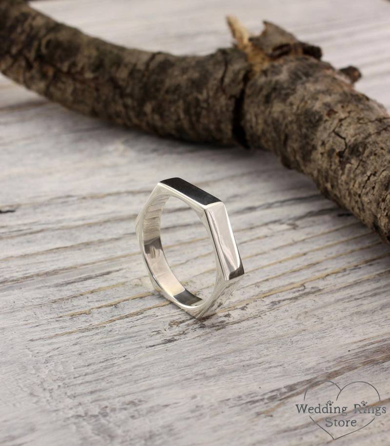 5 Mm Sechskantmutter Ring, Sechskant Ehering, Ehering Herren, Ring Silberring 5Mm von WeddingRingsStore