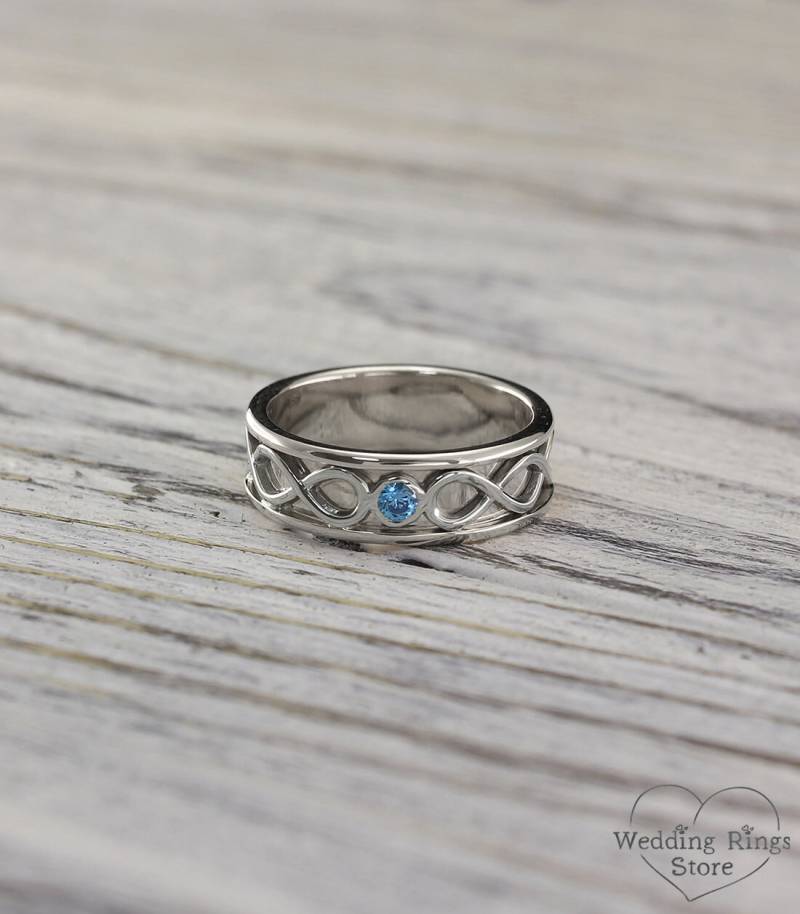 Eleganter Infinity Verlobungsring Für Damen Mit Topas in Sterling Silber Glänzendem Finish von WeddingRingsStore