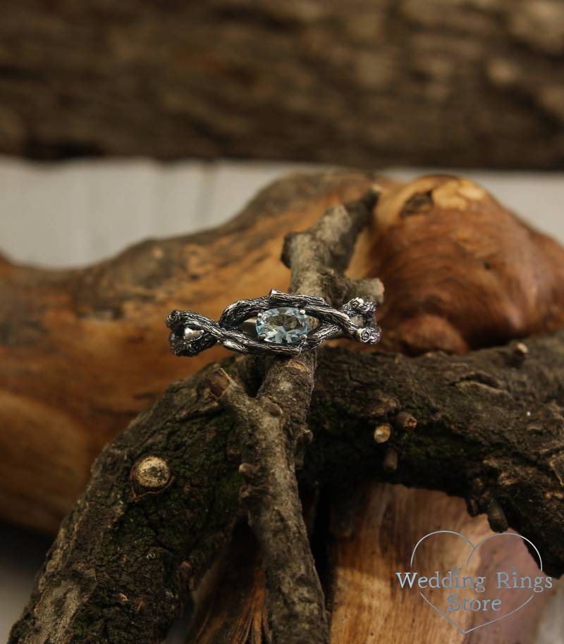 Geflochtener Zweig Verlobungsring Mit Topas, Zweigring Topas in Silber, Für Frauen, Einzigartiges Geschenk Frauen von WeddingRingsStore