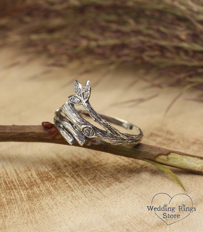 Multi-Stein Blatt Und Zweig Cocktailring Silber Ring Für Sie Boho Statement Personalisierter Familie Birthstone Handgemacht von WeddingRingsStore
