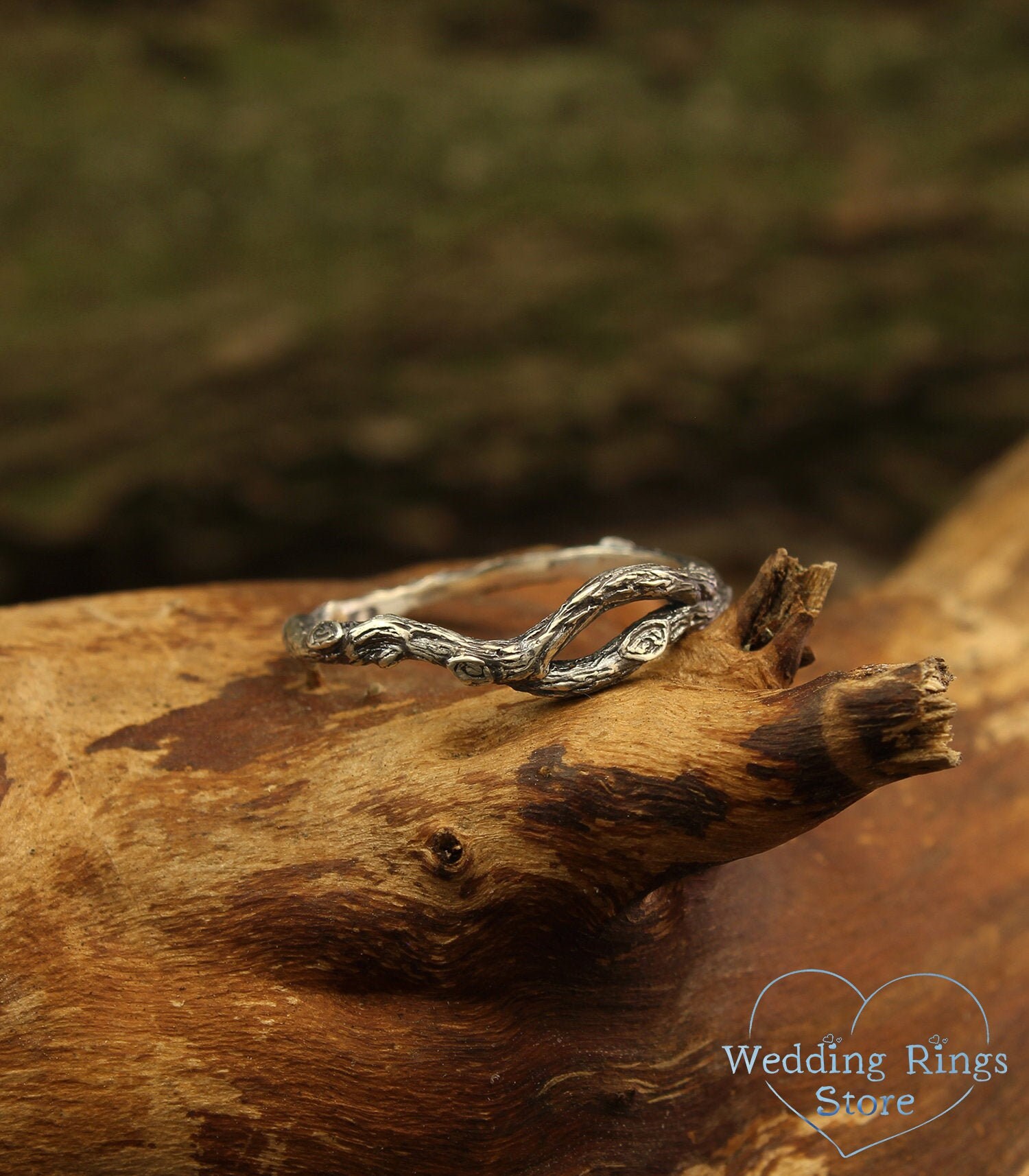 Zarte Zweig Und Knoten Band in Weißgold, Baumrinde Ehering, Damenring Kleine Zweige, Kleine Zweige Naturring von WeddingRingsStore