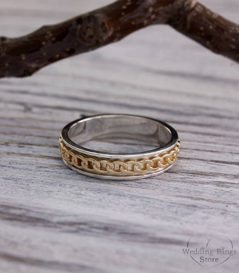 stabiler Ehering Für Damen Und Herren Im Vintage-stil Aus Zwei Metallen Gefertigt von WeddingRingsStore