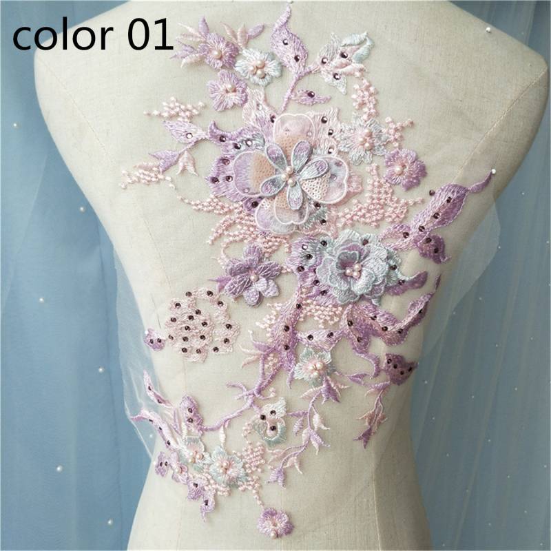Perle Perlen 3D Blumen Spitzen Applikation Brautkleid Mieder | 13.77 "x 11.02 " Perle Perlen 3D Blumen Spitzen Applikation Brautkleid Mieder | 13.77 "x 11.02 " von WeddingdressfabricCo