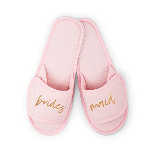 WEDDINGSTAR Personalisierbare Damen-Hausschuhe aus Baumwolle, Waffelmuster, Rosa, Blush Pink, Medium WEDDINGSTAR Personalisierbare Damen-Hausschuhe aus Baumwolle, Waffelmuster, Rosa, Blush Pink, Medium von Weddingstar