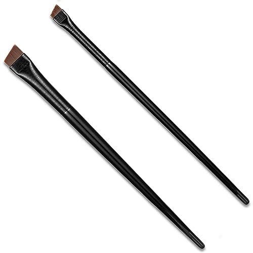 Abgewinkelte Augenbrauenbürste Make -up Pinsel Kosmetische Pinsel Werkzeug 2pcs Tragbare Eyeliner -Bürste mit Gummigriff wiederverwendbare weiche elastische Borsten Augenbrauen Tint Pinsel Waschbares von Wedhapy